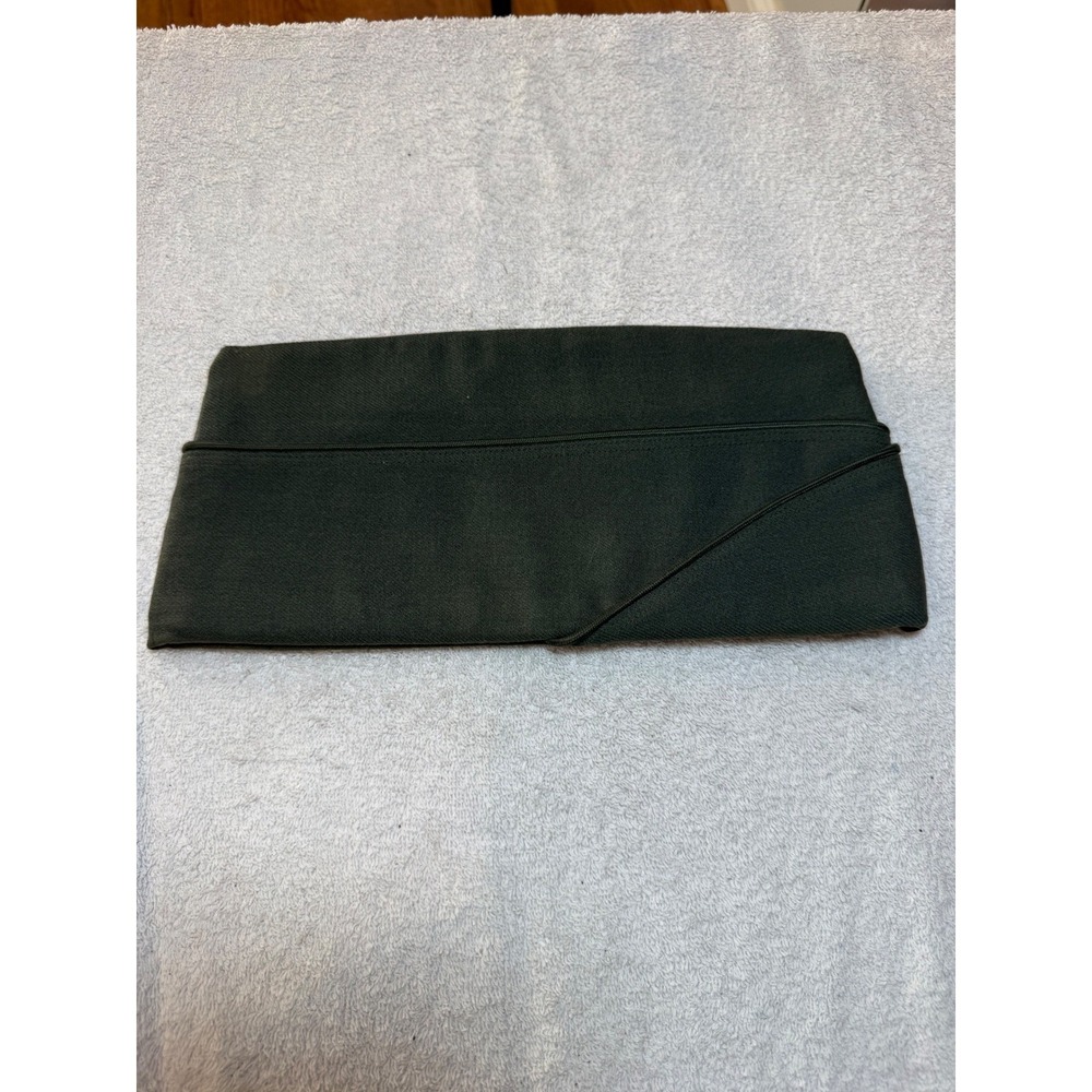 Vintage 1956 US Army Green 44 Wool Garrison Cap Gerber Mfg Co Size 7 1/8 Hat